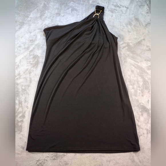 NWT MICHAEL Michael Kors Size XL One-Shoulder Stretchy Black Cocktail Dress - Picture 1 of 7